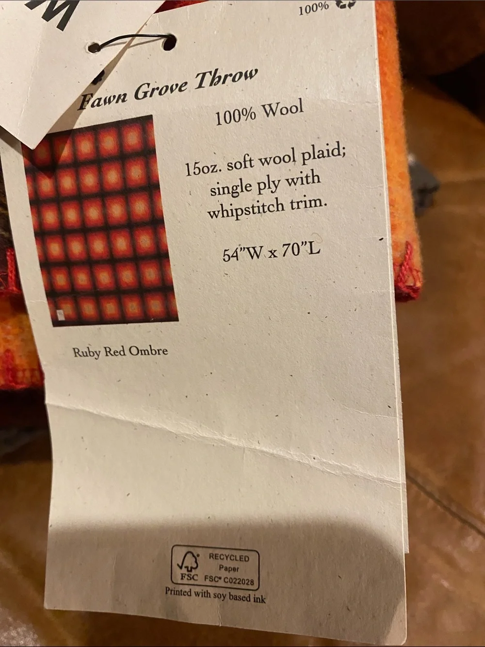 Woolrich Orange and Red Gradient Wool Throw